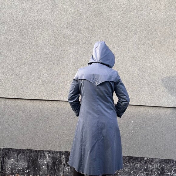 VTG Western Slate Blue A-Line Trench Coat with Zip-in Lining - Picture 6 of 13